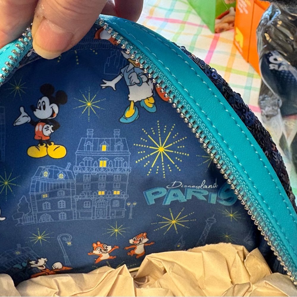 Disneyland Paris Loungefly Backpack- Blue And Gold NWT - Picture 4 of 4